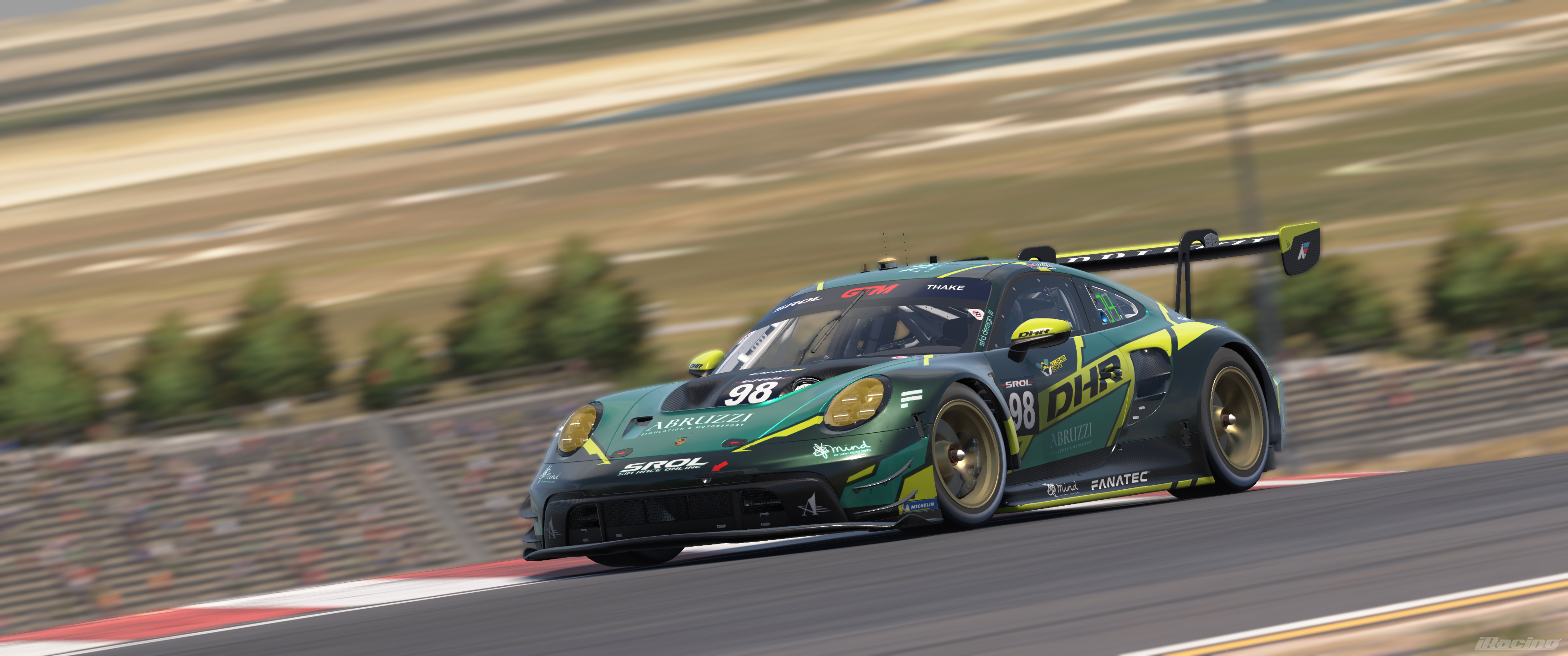 Custom Doug Henson Racing livery design for GT Masters Season 2 - Porsche 992 GT3.R (2026). Alex wanted the new concept applied to the Porsche for his GT Masters campaign, and this is what we came up with. The green and yellow feels like it shouldn't work, but it does! At least in my opinion!